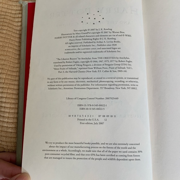 First edition, Harry Potter book 7, The Deathly Hallows with rare error, 2007. - Picture 9 of 9